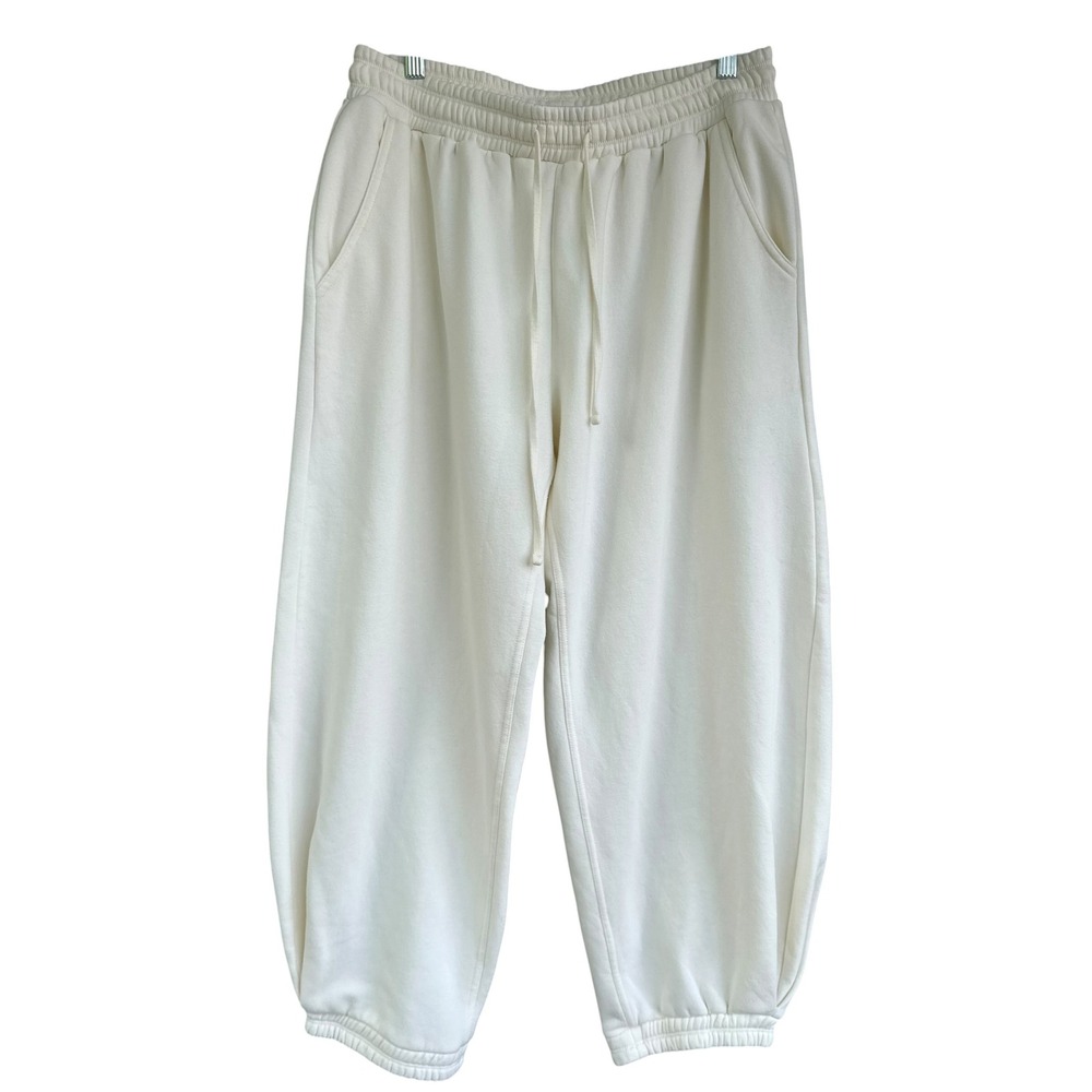 Daily Practice by Anthropologie Cream Fleece Jogger Sweatpants Size S